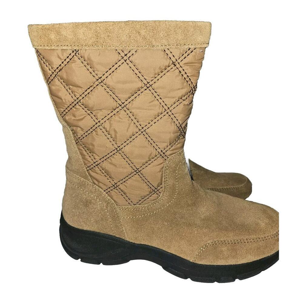 New! Lands End Womens Suede Quilted Boots All Weather Boots Size 7B Chestnut - Picture 3 of 15